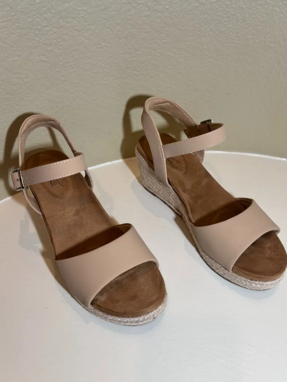 Shibever Women's Tan Espadrille Wedge Sandals, 3